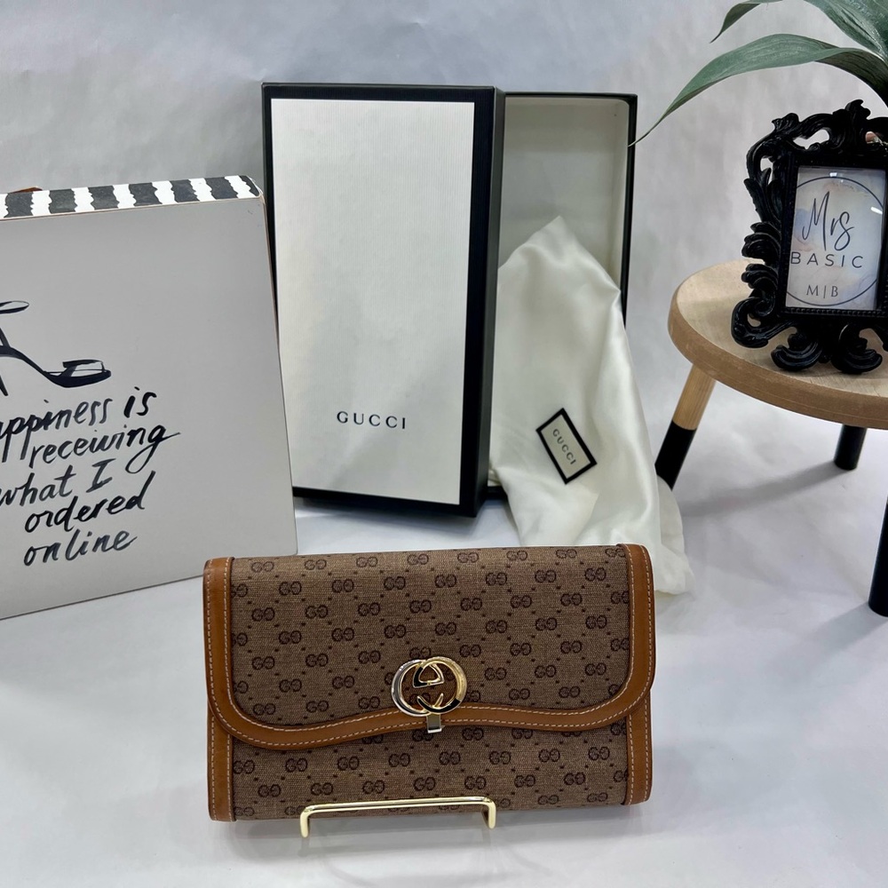 Rare GUCCI Micro GG Vintage PVC Trifold Wallet 100% Authentic w/COA